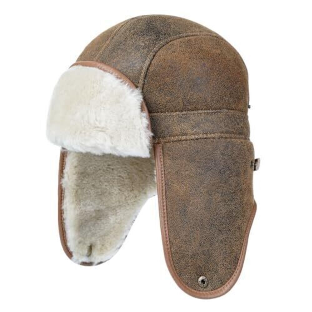 3240 Aviator Trapper Hat Sheepskin Shearling Leather Fur Winter Warm Hat
